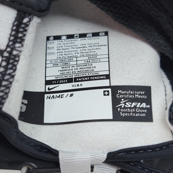 Nike Vapor Jet 8.0 Receivers Football Gloves Unisex Size S Black FZ7404-069 New - Picture 6 of 6